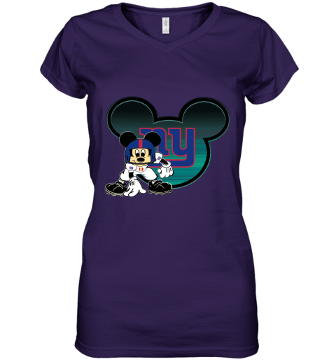 NFL New York Giants Mickey Mouse Disney Football T Shirt rrY8GZoJq7Q women v neck t shirt 39 95 151514 front purple