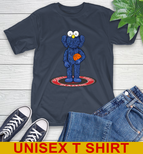 NBA Basketball Portland Trail Blazers Kaws Bff Blue Figure Shirt T-Shirt 4