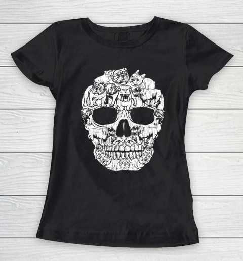 English Bulldog Dog Skull Halloween Costumes Gift T Shirt.R8SETVUZC8 Women's T-Shirt