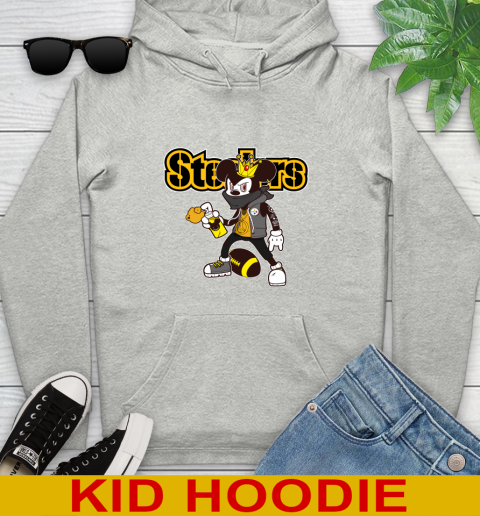 Pittsburgh Steelers NFL Football Mickey Peace Sign Sports Youth Hoodie
