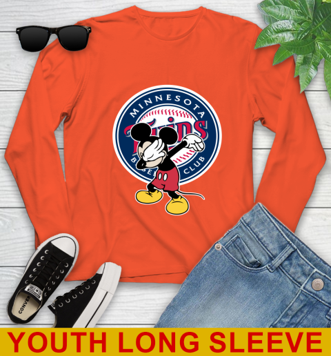 Minnesota Twins MLB Baseball Dabbing Mickey Disney Sports Youth Long Sleeve 4