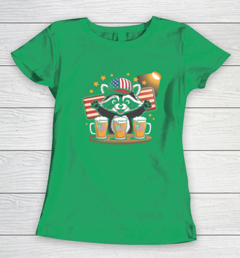 Raccoon red white and brew Funny Independence Day 4th of July Women's T-Shirt 4