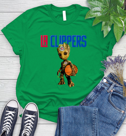 LA Clippers NBA Basketball Groot Marvel Guardians Of The Galaxy Women's T-Shirt 6