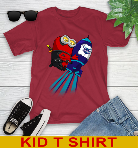 NBA Basketball Charlotte Hornets Deadpool Minion Marvel Shirt Youth T-Shirt 12