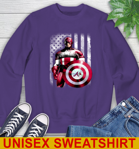 Atlanta Braves MLB Baseball Captain America Marvel Avengers American Flag Shirt Sweatshirt - Image 5
