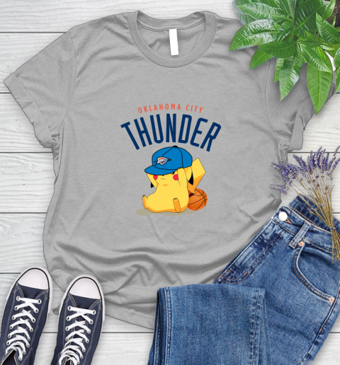 NBA Pikachu Basketball Sports Oklahoma City Thunder Women's T-Shirt 5