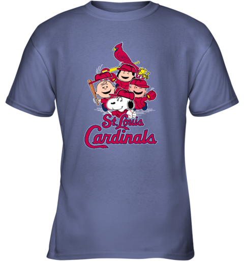 St.Louis Cardinals Snoopy Charlie Brown Woodstock The Peanuts 1vi4 stlouis cardinals snoopy charlie brown woodstock the peanuts youth t shirt 26 front violet