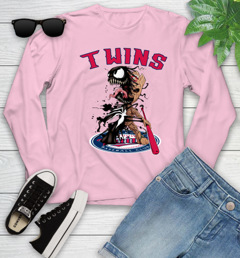 MLB Minnesota Twins Baseball Venom Groot Guardians Of The Galaxy Youth Long Sleeve 10