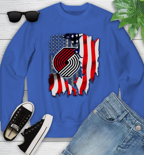 Portland Trail Blazers NBA Basketball American Flag Youth Sweatshirt 7