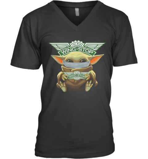 Baby Yoda Mask Hug The Wingstop V-Neck T-Shirt
