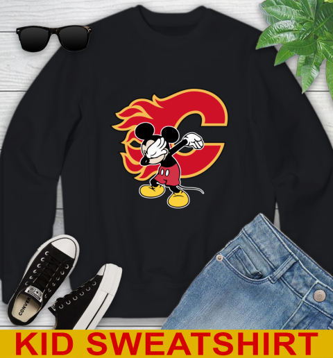 Calgary Flames NHL Hockey Dabbing Mickey Disney Sports Youth Sweatshirt 2