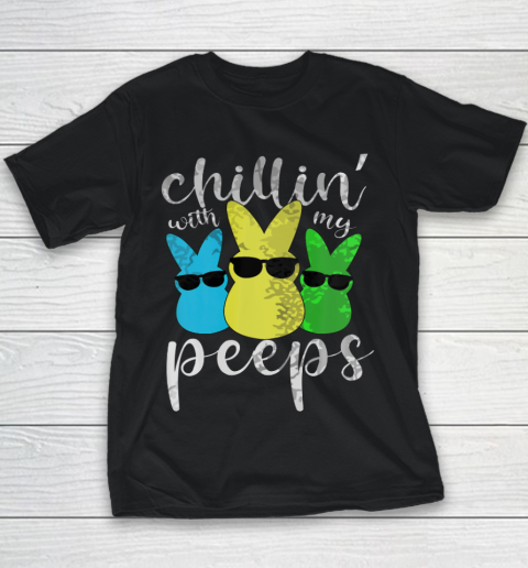 Chillin With My Peeps Boys Men Easter Day 2021 Bunny Youth T-Shirt