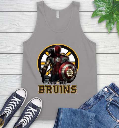 NHL Captain America Thor Spider Man Hawkeye Avengers Endgame Hockey Boston Bruins Tank Top 4