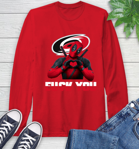 NHL Carolina Hurricanes Deadpool Love You Fuck You Hockey Sports Long Sleeve T-Shirt 11