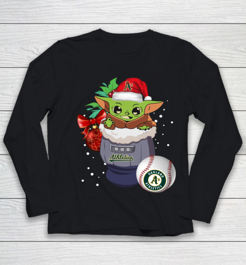 Oakland Athletics Christmas Baby Yoda Star Wars Funny Happy MLB Youth Long Sleeve
