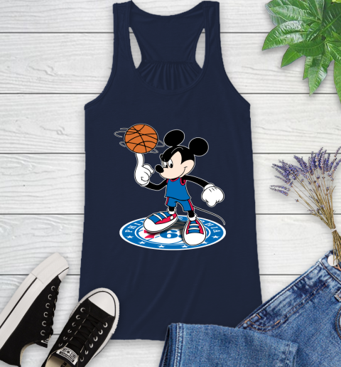 NBA Basketball Philadelphia 76ers Cheerful Mickey Disney Shirt Racerback Tank 11