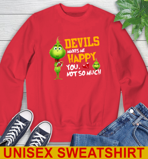 NHL New Jersey Devils Makes Me Happy You Not So Much Grinch Hockey Sports Sweatshirt 12