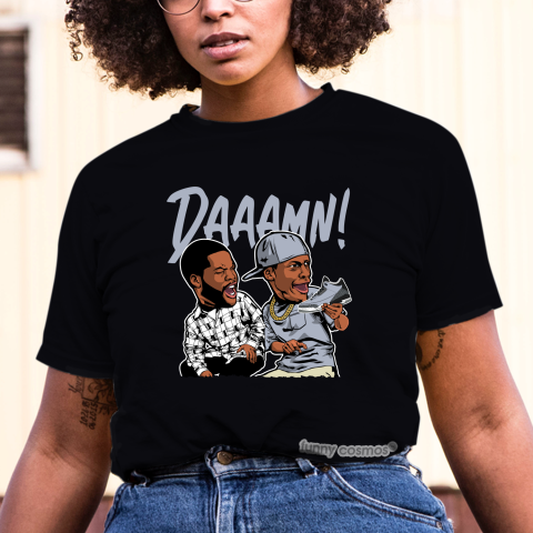 Air Jordan 3 Wolf Grey Matching Sneaker Tshirt Daaamn Meme 2 Grey and Black Jordan Shirt