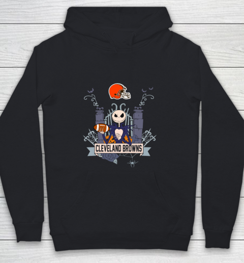 NFL Cleveland Browns Football Jack Skellington Halloween Youth Hoodie