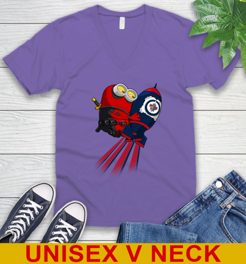 NHL Hockey Winnipeg Jets Deadpool Minion Marvel Shirt V-Neck T-Shirt 8