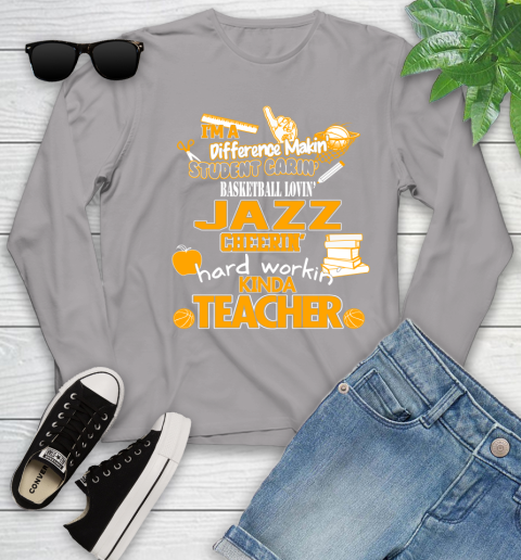 Utah Jazz NBA I'm A Difference Making Student Caring Basketball Loving Kinda Teacher Youth Long Sleeve 5