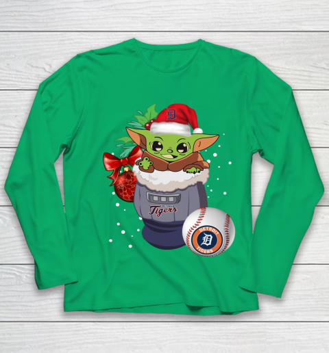 Detroit Tigers Christmas Baby Yoda Star Wars Funny Happy MLB Youth Long Sleeve 6