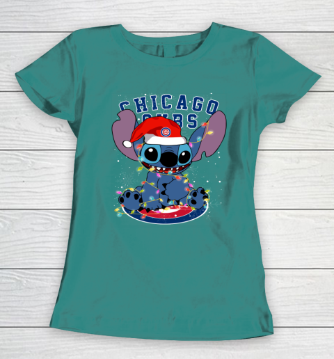 Chicago Cubs MLB noel stitch Baseball Christmas Women's T-Shirt 10