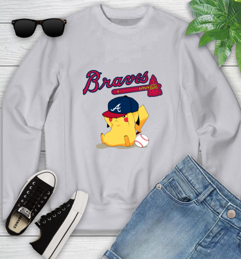 MLB Pikachu Baseball Sports Atlanta Braves Youth Sweatshirt 4
