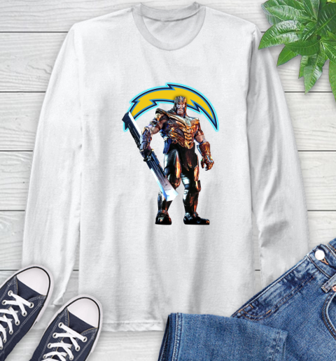 NFL Thanos Gauntlet Avengers Endgame Football San Diego Chargers Long Sleeve T-Shirt