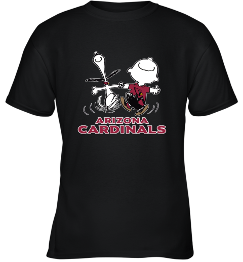 Snoopy And Charlie Brown Happy Arizona Cardinals Fans Youth T-Shirt