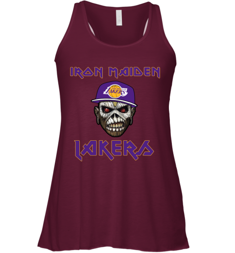 lt3p nba los angeles lakers iron maiden rock band music basketball flowy tank 32 front maroon