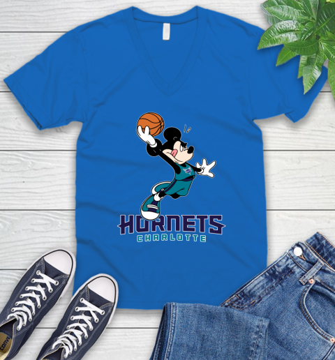 NBA Basketball Charlotte Hornets Cheerful Mickey Mouse Shirt V