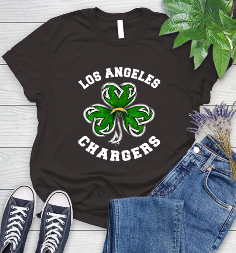 NFL Los Angeles Chargers Three Leaf Clover St Patrick's Day Football Sports Women's T-Shirt - Image 12