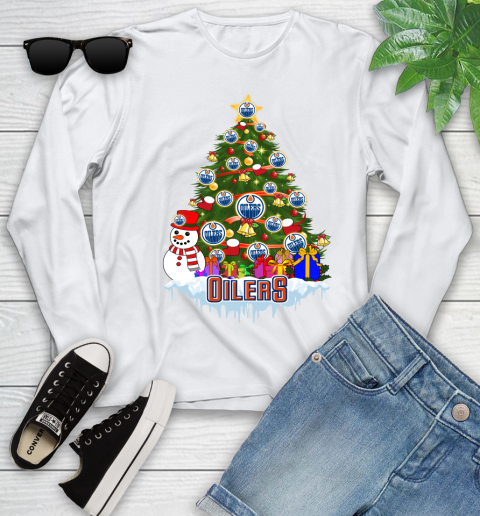 Edmonton Oilers Merry Christmas NHL Hockey Sports Youth Long Sleeve