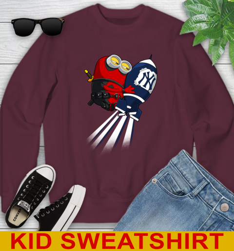 MLB Baseball New York Yankees Deadpool Minion Marvel Shirt Youth Sweatshirt 4