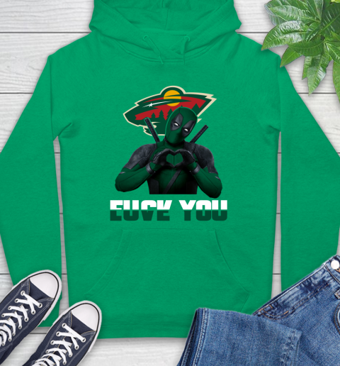 NHL Minnesota Wild Deadpool Love You Fuck You Hockey Sports Hoodie 8