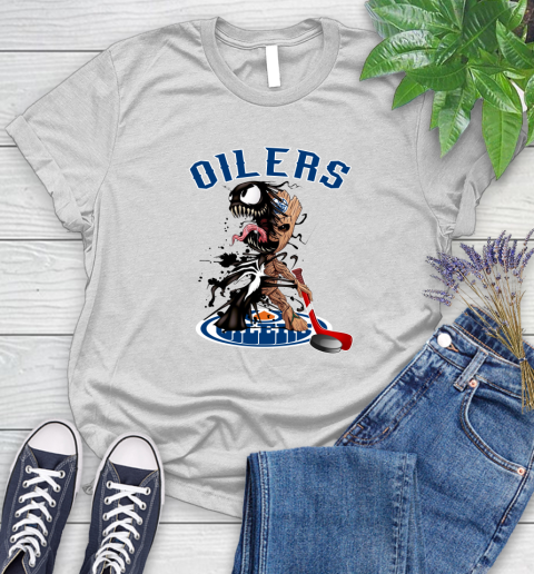 NHL Edmonton Oilers Hockey Venom Groot Guardians Of The Galaxy Women's T-Shirt