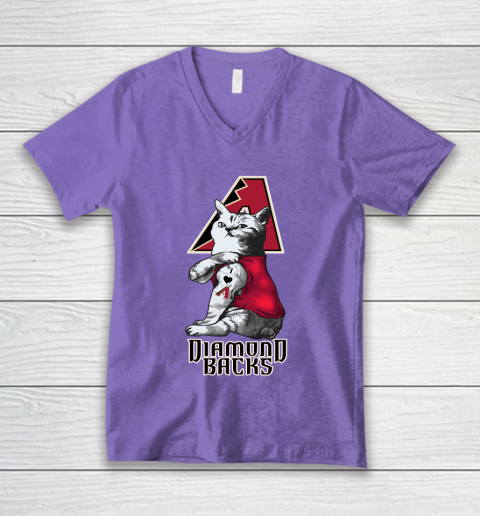 MLB Baseball My Cat Loves Arizona Diamondbacks V-Neck T-Shirt 8