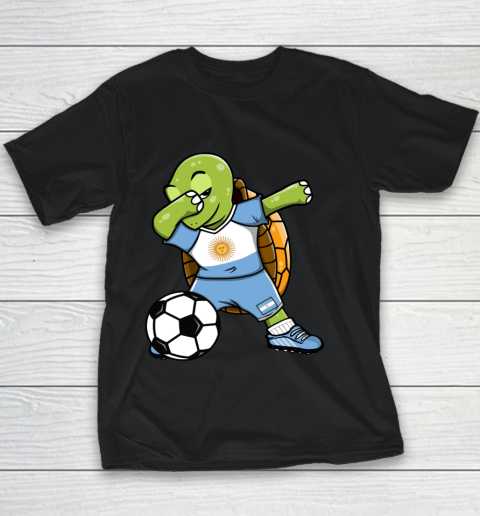 Dabbing Turtle Argentina Soccer Fans Jersey Flag Football Youth T-Shirt