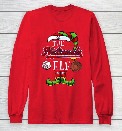 Washington Nationals Christmas ELF Funny MLB Long Sleeve T-Shirt 7