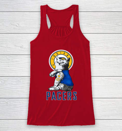 NBA Basketball My Cat Loves Indiana Pacers Racerback Tank 4