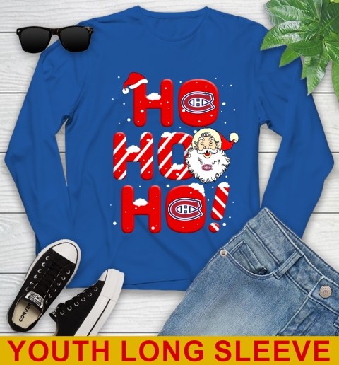 Montreal Canadiens NHL Hockey Ho Ho Ho Santa Claus Merry Christmas Shirt Youth Long Sleeve 10
