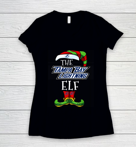 Tampa Bay Lightning Christmas ELF Funny NHL Women's V-Neck T-Shirt
