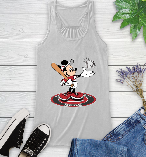 MLB Baseball Cincinnati Reds Cheerful Mickey Disney Shirt Racerback Tank 2