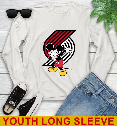 Portland Trail Blazers NBA Basketball Dabbing Mickey Disney Sports Youth Long Sleeve 12