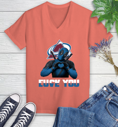 NHL Colorado Avalanche Deadpool Love You Fuck You Hockey Sports Women's V-Neck T-Shirt 6