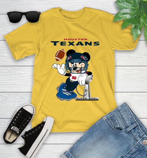 NFL Houston Texans Mickey Mouse Disney Super Bowl Football T Shirt Youth T-Shirt 8