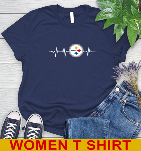 Pittsburgh Steelers NFL Football Heart Beat Shirt Women's T-Shirt 12