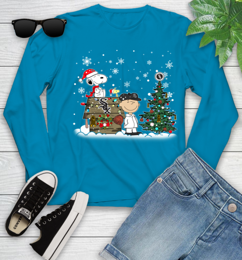 MLB Chicago White Sox Snoopy Charlie Brown Christmas Baseball Commissioner's Trophy Youth Long Sleeve 8