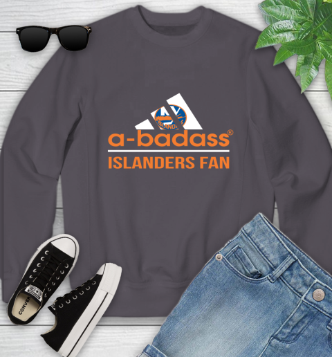 NHL A Badass New York Islanders Fan Adidas Hockey Sports Youth Sweatshirt 5